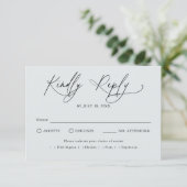 Moderne Script Traditioneel Huwelijks RSVP Kaartje (Staand voorkant)