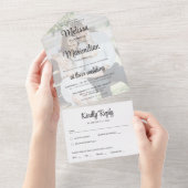 Moderne script transparante foto eenvoudige bruilo all in one uitnodiging (Afscheurbaar)