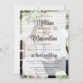 Moderne script transparante foto eenvoudige bruilo kaart (Voorkant)