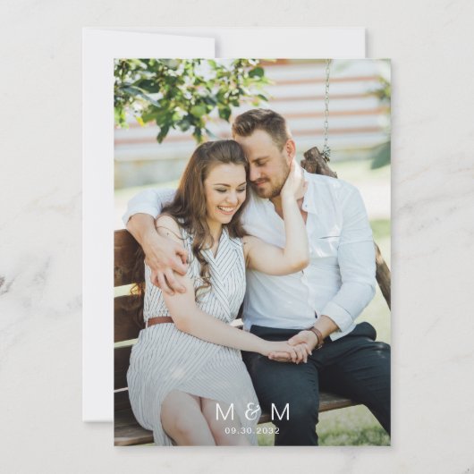 Moderne script transparante foto eenvoudige bruilo kaart (Achterkant)