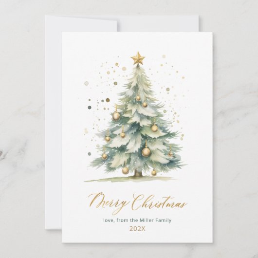 Moderne Script Tree Non Photo Christmas-Kaarten Feestdagenkaart (Voorkant)