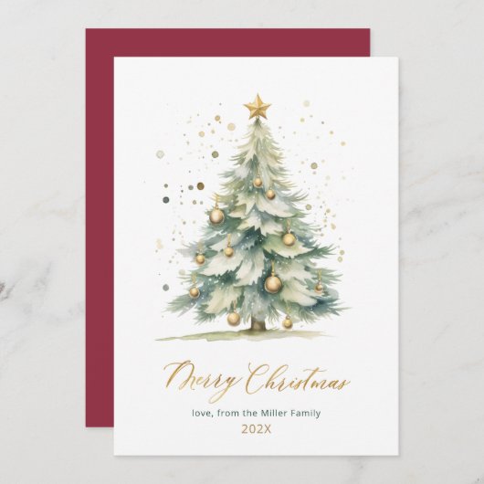 Moderne Script Tree Non Photo Christmas-Kaarten Feestdagenkaart (Voorkant / Achterkant)