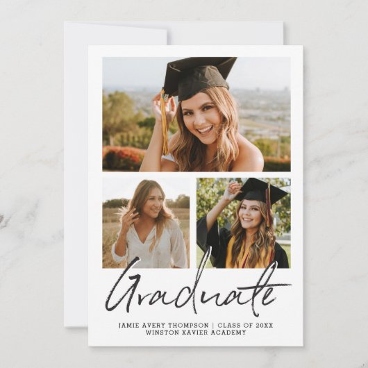 Moderne script Trendy informele afstudeerfoto-coll Kaart (Voorkant)