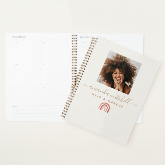 Moderne Script Trendy Regenboog Foto Planner (Display)