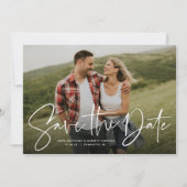 Moderne script trendy save the date fotokaart (Voorkant)