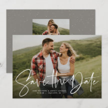 Moderne script trendy save the date fotokaart