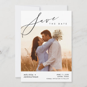 Moderne Script Trouwceremonie, Eetfeest Save The Date