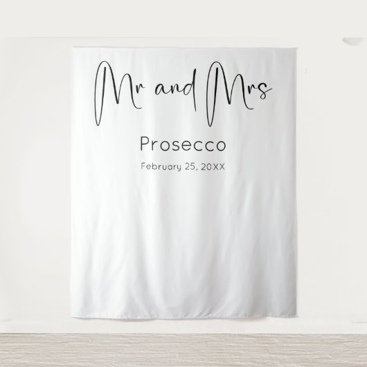 Moderne Script Trouwdouche Achtergrond Wandkleed (Voorkant)