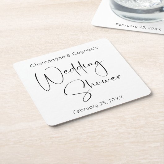 Moderne Script Trouwdouche Kartonnen Onderzetters (Schuin)