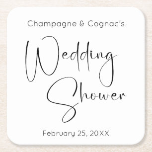 Moderne Script Trouwdouche Kartonnen Onderzetters