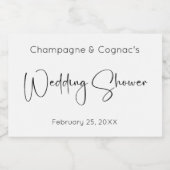 Moderne Script Trouwdouche Sparkling Wijnetiket (Enkel label)