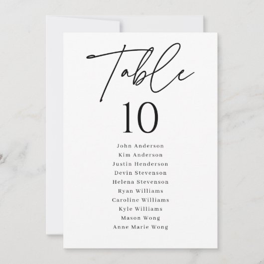 Moderne Script Trouwen Zitting Grafiek Tafelnummer (Voorkant)