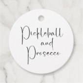 Moderne Script Trouwfeest Pickleball & Prosecco Bedankjes Labels (Voorkant)