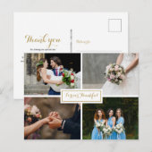 Moderne Script Trouwfoto Collage Bedankt Briefkaart (Voorkant / Achterkant)