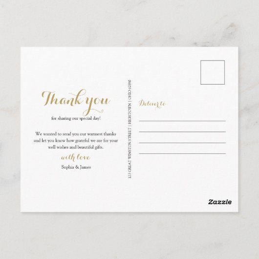 Moderne Script Trouwfoto Collage Bedankt Briefkaart (Achterkant)