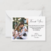 Moderne script trouwfoto Dank u chic Notitiekaartje (Voorkant)