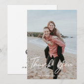 Moderne Script Trouwfoto Flat Dank u kaart (Voorkant / Achterkant)