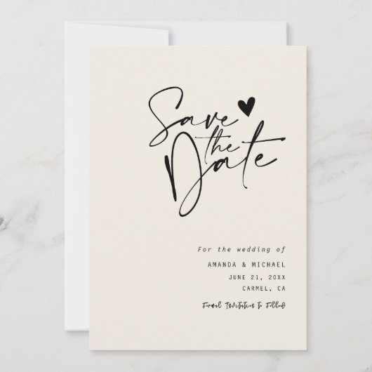 Moderne Script Trouwfoto Save The Date (Achterkant)