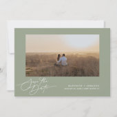 Moderne Script Trouwwebsite Sage Foto Save The Date (Voorkant)