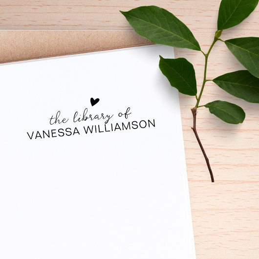 Moderne script typografie aangepaste naam biblioth rubberstempel