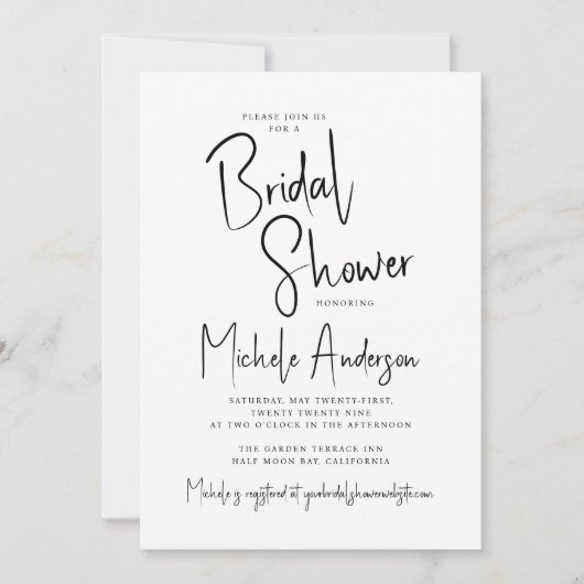 Moderne Script Typografie Bruiloftsborrel Kaart (Voorkant)
