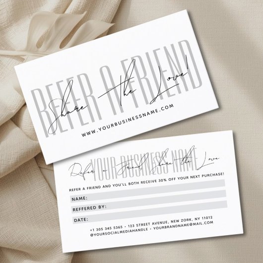 Moderne script typografie deel de liefde aanbevelingskaartje
