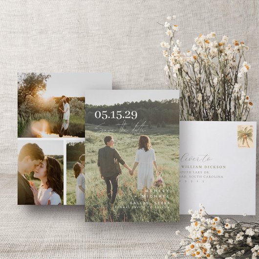 Moderne Script Typografie Elegante Overlay 4 Foto Save The Date