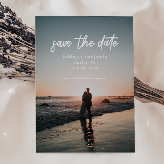 Moderne Script Typografie Foto Bruiloft Save The Date