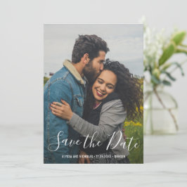 Moderne script typografie foto elegante trouw  save the date