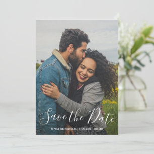 Moderne script typografie foto elegante trouw  save the date