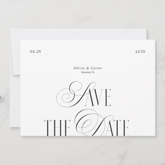 Moderne script typografie foto save the date (Voorkant)
