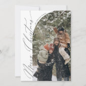 Moderne Script Typografie Half Arch Foto Kerstmis Feestdagenkaart (Voorkant)