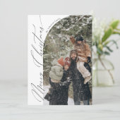 Moderne Script Typografie Half Arch Foto Kerstmis Feestdagenkaart (Staand voorkant)