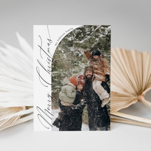 Moderne Script Typografie Half Arch Foto Kerstmis Feestdagenkaart