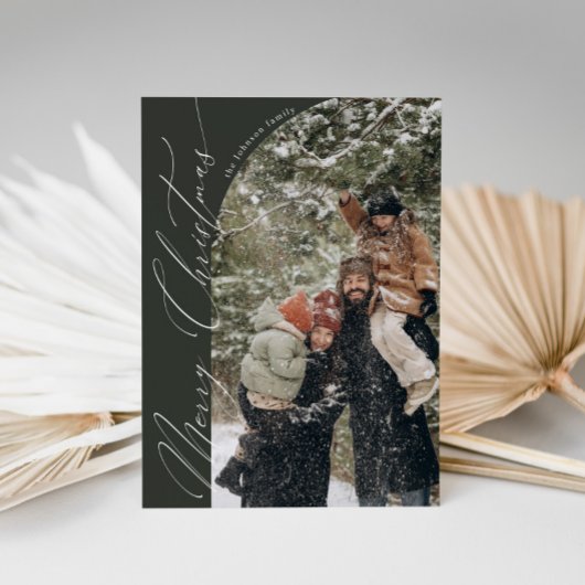 Moderne Script Typografie Half Arch Foto Kerstmis Feestdagenkaart