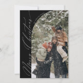 Moderne Script Typografie Half Arch Foto Kerstmis Feestdagenkaart (Voorkant)