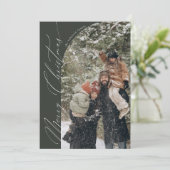 Moderne Script Typografie Half Arch Foto Kerstmis Feestdagenkaart (Staand voorkant)