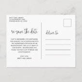 Moderne Script Typografie Huwelijk Uitstel Bewaar Aankondigingskaart (Achterkant)