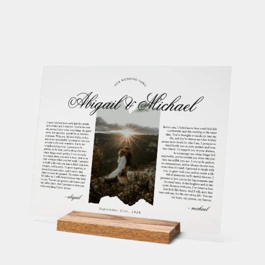 Moderne script typografie huwelijksgeloften met fo acryl bord (Hoek)