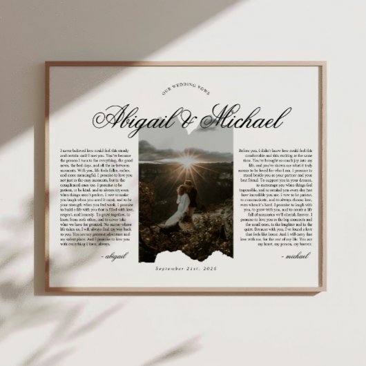 Moderne script typografie Huwelijksgeloften met fo Poster