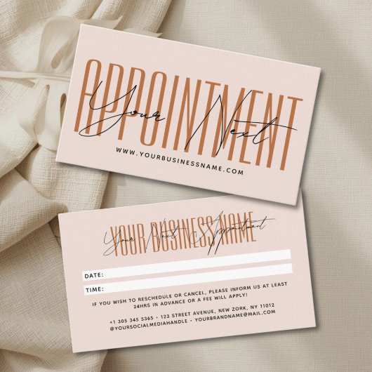 Moderne script typografie professionele herinnerin afsprakenkaartje