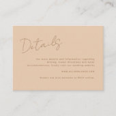Moderne script typografie Terracotta huwelijksdeta Informatiekaartje (Voorkant)