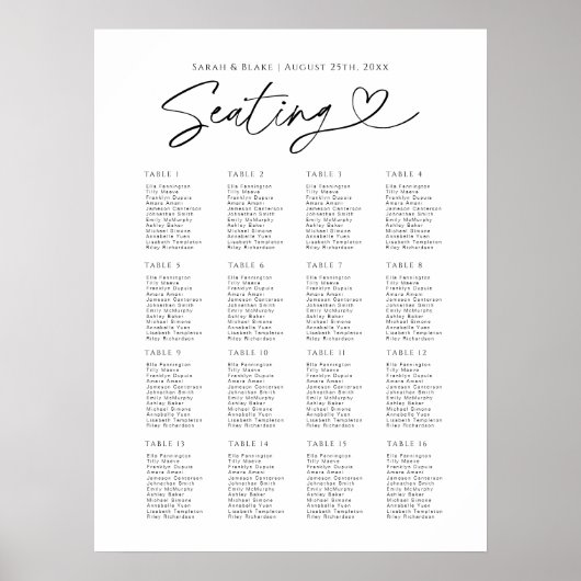 Moderne Script Typografie Trouwstoel Grafiek Poster (Voorkant)