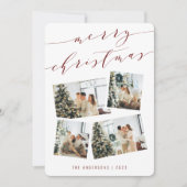 Moderne Script Typografie Vrolijk Kerstfeest Foto Feestdagenkaart (Voorkant)