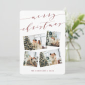 Moderne Script Typografie Vrolijk Kerstfeest Foto Feestdagenkaart (Staand voorkant)