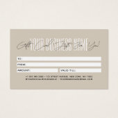 Moderne script typografie zakelijke cadeaukaart visitekaartje (Achterkant)