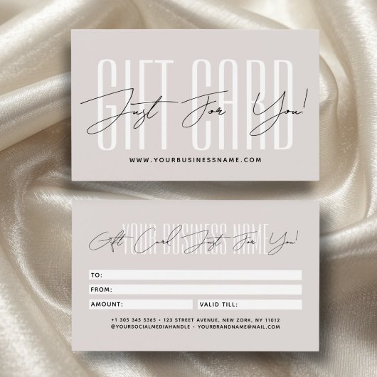 Moderne script typografie zakelijke cadeaukaart  visitekaartje