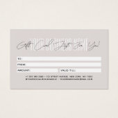 Moderne script typografie zakelijke cadeaukaart  visitekaartje (Achterkant)