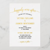 Moderne script typografie zwart goud bruiloft folie uitnodiging (Voorkant)
