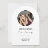 Moderne Script Typography Foto Afstuderen Arch Kaart (Achterkant)